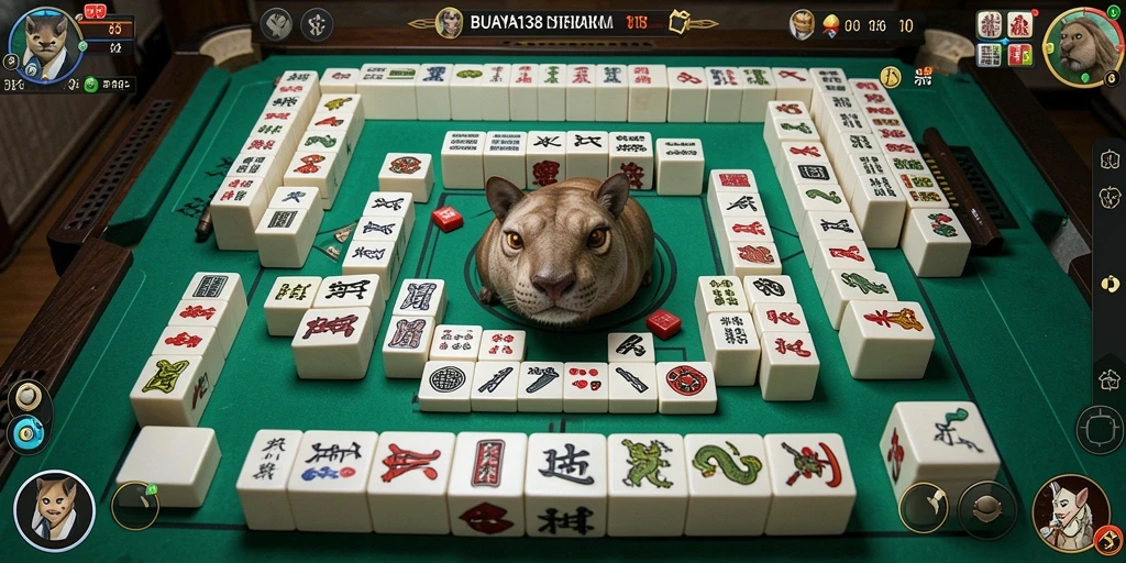 Tampilan gameplay seru di BUAYA138 dengan nuansa Mahjong yang menarik.