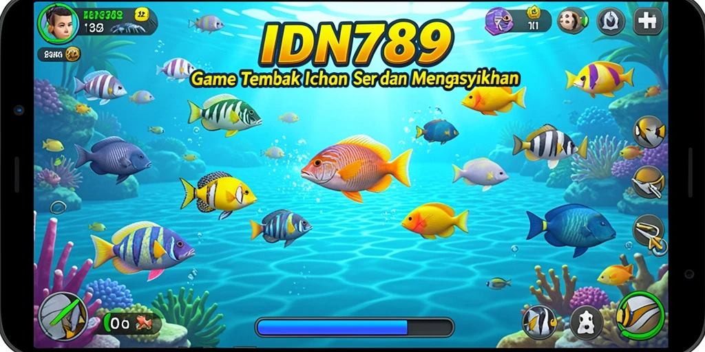Tampilan screenshot IDN789 dengan gameplay menembak ikan yang menarik.