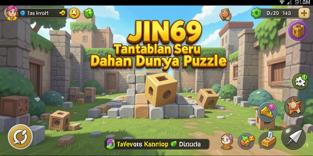Tampilan gameplay seru dalam JIN69, menyajikan berbagai teka-teki menantang.