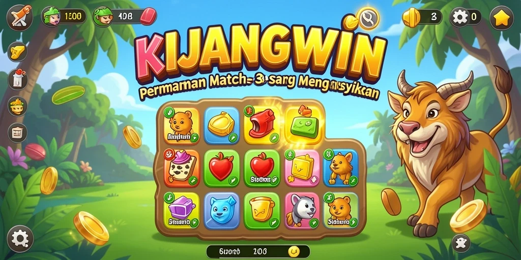 Tampilan gameplay seru KIJANGWIN dengan elemen Match-3 yang menarik.