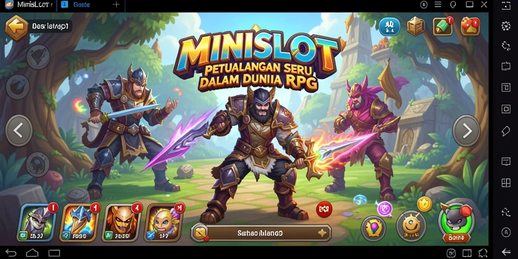 Screenshot MINISLOT menunjukkan petualangan RPG yang penuh aksi dan strategi.