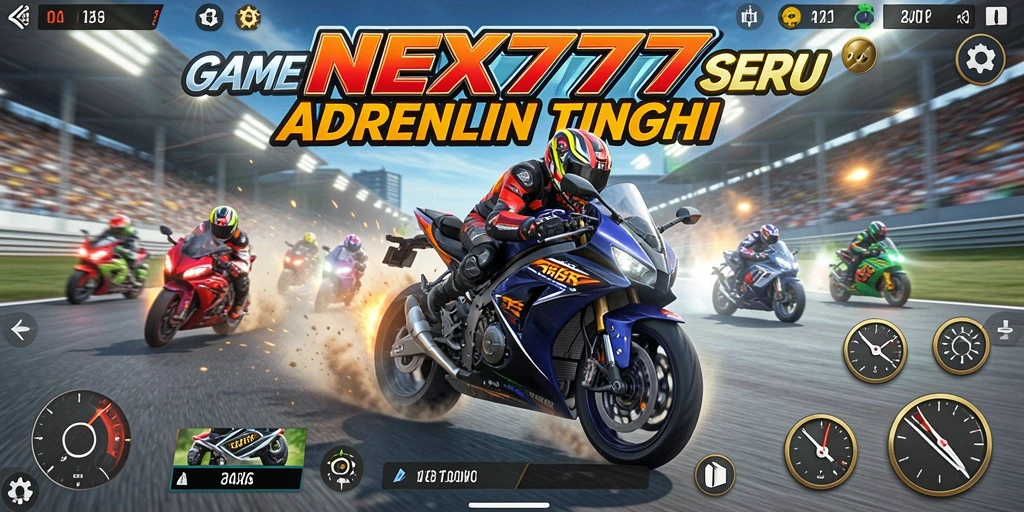 Tampilan gameplay NEX777 yang mendebarkan saat balap motor.