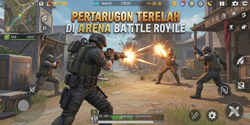 Screenshot PT707 menampilkan pemain dalam aksi di arena Battle Royale.