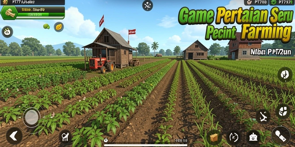 Screenshot utama PT777 menampilkan pengalaman gameplay pertanian yang seru.