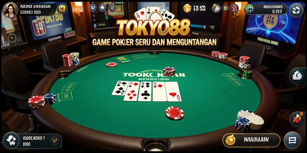 Screenshot gameplay TOKYO88 menampilkan suasana meja Poker yang intens dan seru.